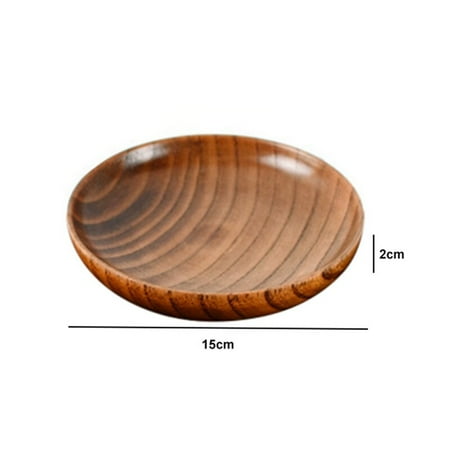 

10.5-17.5 Cm Durable Acacia Wood Dinner Plates Unbreakable Round Wood Plates Fruits Dishes Snacks Dessert Serving Tray Tableware