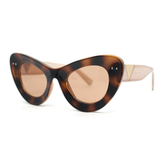 Womens Super Thick Exaggerated Oversize Cat Eye Sunglasses Tortoise Beige - Brown