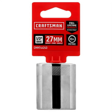 UPC: 0885911588799 | CRAFTSMAN Shallow Socket Metric 1/2-Inch Drive 27mm 12-Point (CMMT44243)