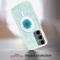 thumbnail image 3 of Designed for Samsung Galaxy S24 Plus /S24+ Magnetic Circle MagSafe Wireless Compatible Epoxy Glitter Flower Shiny Sparkle Bling Hybrid TPU Phone Case Cover [Blue], 3 of 7
