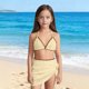 thumbnail image 4 of Conjunto de Falda de Traje de Baño Niños Moda Color Sólido Bloqueo Suspendentes Bikini, Traje de Baño Junto Al Mar con Falda de Malla, Ropa de Playa de Nylon Spandex para el Verano, 4 of 5