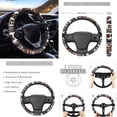 thumbnail image 3 of Renewold Car Seat Cover Full Set 11 Pack, with Steering Wheel Gear Shift Knob Handbrake Headrest Protector Coasters Auto Accessories Decor Universal Fit, American Tribal Cow Print Black Brown, 3 of 7