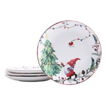 Bico Christmas Gnomes Ceramic Salad Plates, 8.75 inch, Set of 4, for Salad, Appetizer, Microwave & Dishwasher Safe