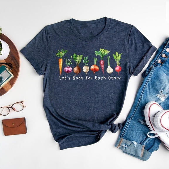 Tee Clo Vegetable Garden T-Shirt Lets Root For Each Other Gardening Lover Tee, Full Size S-5XL