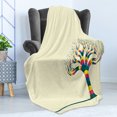 thumbnail image 4 of Tree Soft Flannel Fleece Throw Blanket, Natural Theme Design Vector Illustration of a Colorful Tree and the Leaves, Cozy Plush for Indoor and Outdoor Use, 70" x 90", Eggshell and Yellow, by Ambesonne, 4 of 5