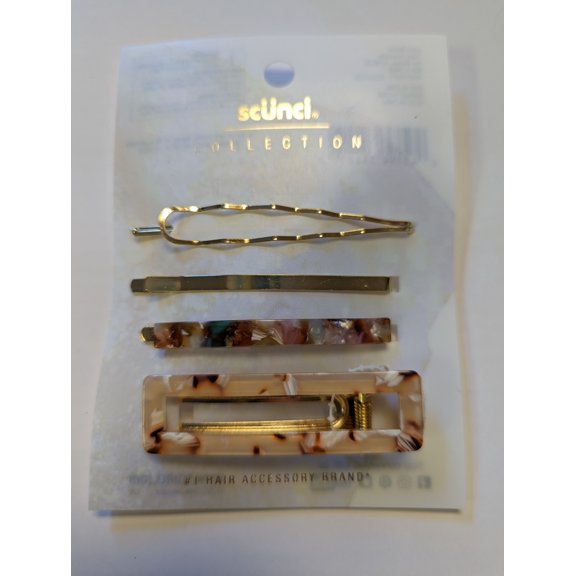 Scunci Collection Set of 4 Gold and Rose Bobby Pins - 3 packages