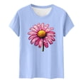 thumbnail image 5 of Tnhcen Women's Summer Slim Fit Casual Fashion Print Crew Neck Short Sleeve T - Shirt 95% Polyester 5% Spandex Plus Size S - 2XL Watercolor Floral Graphic Tee, 5 of 5