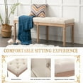 thumbnail image 3 of 47-Inch French Vintage Tufted Upholstered Dining Bench with Linen Fabric, Beige End of Bed Bench for Bedroom, Living Room, or Entryway, 3 of 6