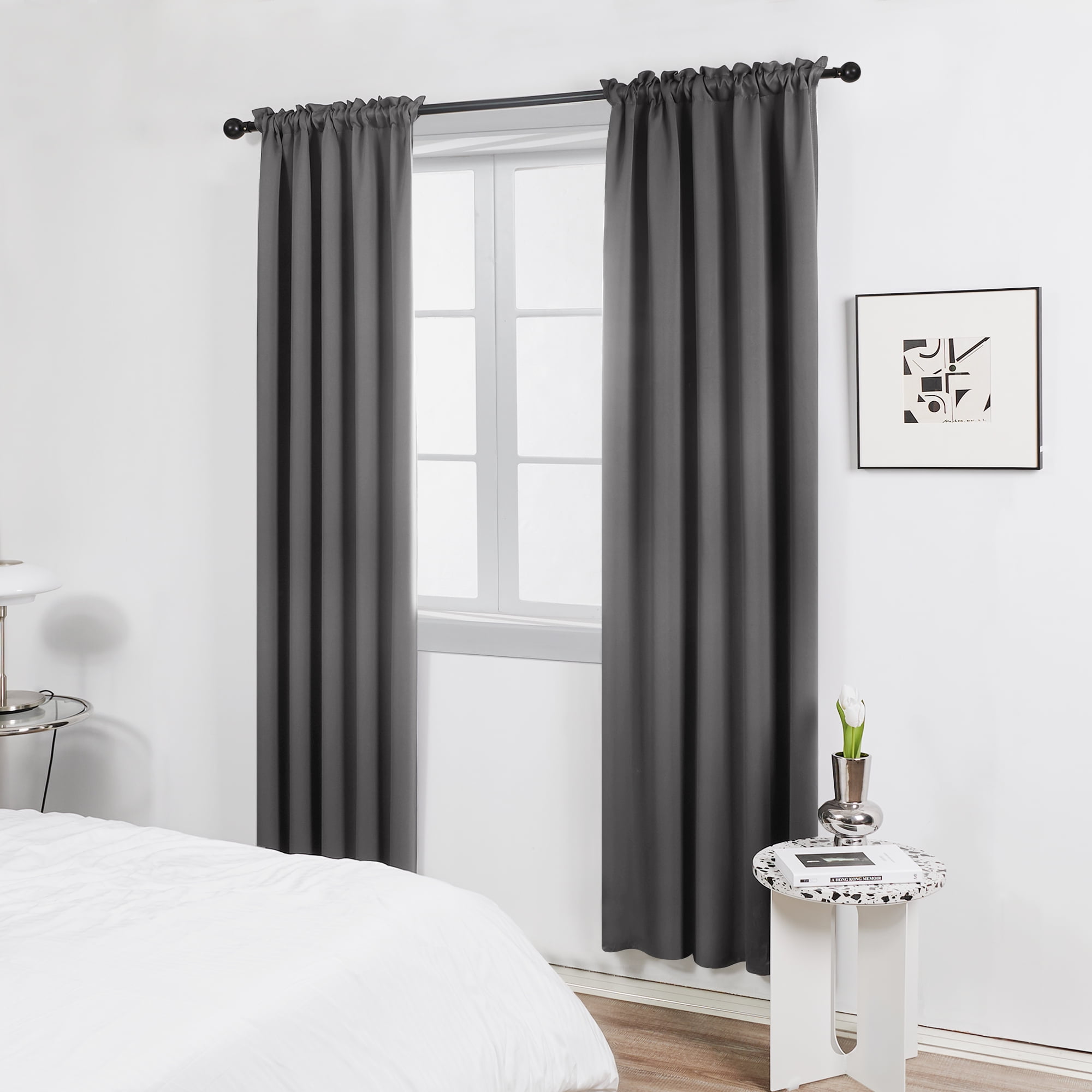 Deconovo Blackout Curtains 45 inch Long Rod Pocket Thermal