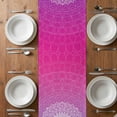 thumbnail image 6 of Boho Floral Table Runner - 70 Inch Long, Kitchen Dining Table Runner Dresser Scarves, Pink Purple Ombre Ethnic Abstract Flower Farmhouse Decor for Coffee Tables Wedding Party Banquet, 6 of 8