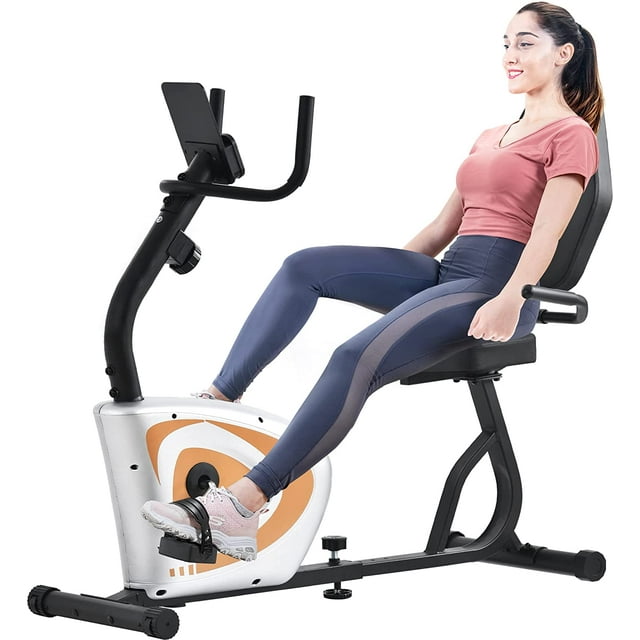YY Style Indoor Recumbent Exercise Bike with Wheel, Stationary Exercise Bike with LCD and Bluetooth Monitor, Fitness Exercise Equipment for Home and Office, 8-level Resistance, 380 Lbs. Capacity, R092