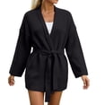 thumbnail image 4 of Vynhevius Women's Midi Length Cardigan Sweater Knit Solid Belted Waist Open Front Casual Long Sleeve Outerwear Tops, 4 of 6