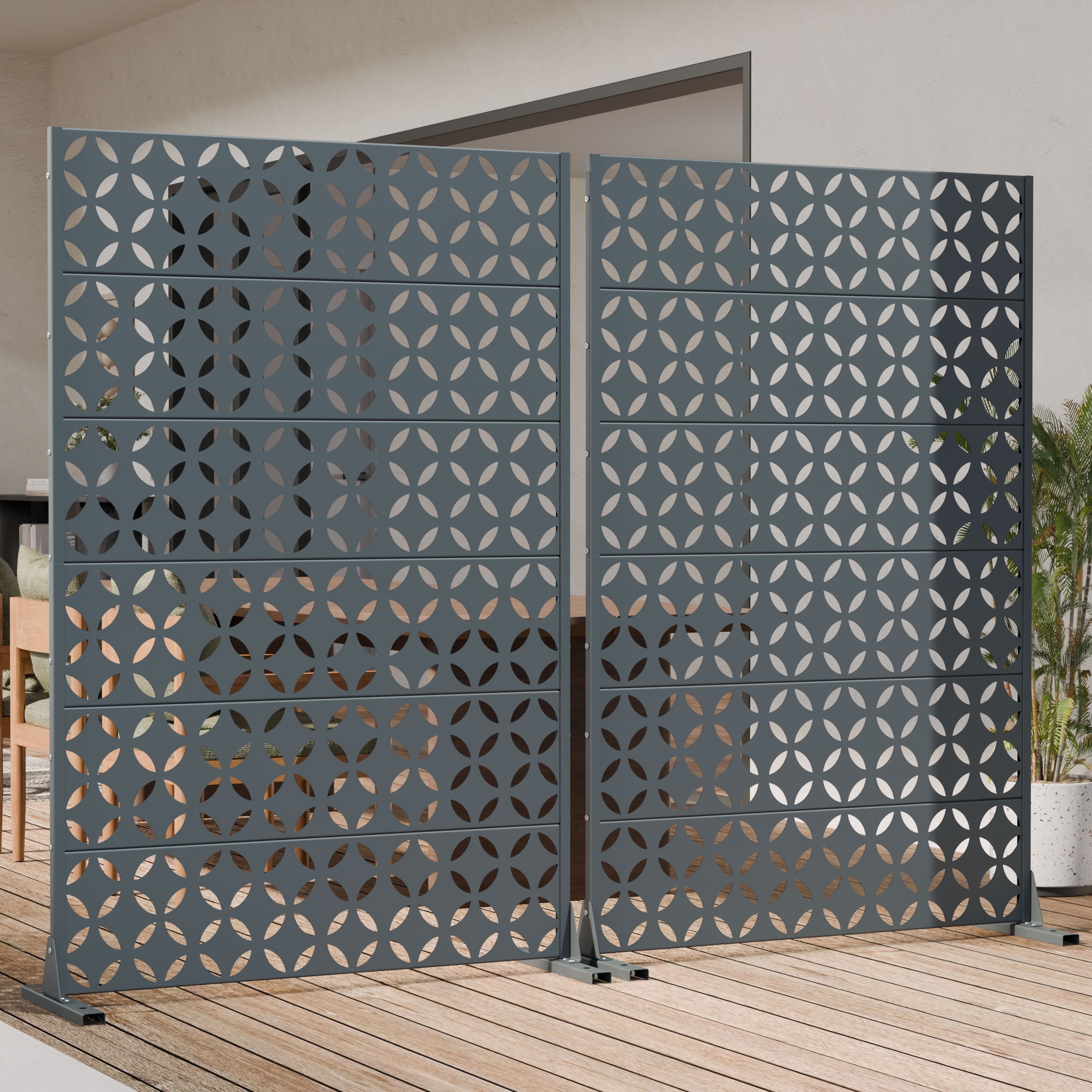 MAYEERTY 72*47in Outdoor Privacy Screen, Poolside Metal Privacy Fence, Privacy Panel for Patio, Balcony, Backyard, Garden
