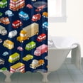 thumbnail image 5 of Construction Vehicle Shower Curtain for Kids Bathroom, Cartoon Car Truck Tractor Excavator Fire Truck Design, Waterproof Fabric with Hooks, Fun Playful Style for Boys or Young Renters, 5 of 5
