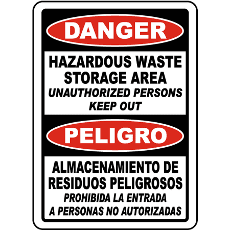 Traffic Signs - Bilingual Hazardous Waste Storage Area Keep Out Sign 10 x 7 Aluminum Sign Street Weather Approved Sign 0.04 (Best Out Of Waste Wall Hanging Videos)