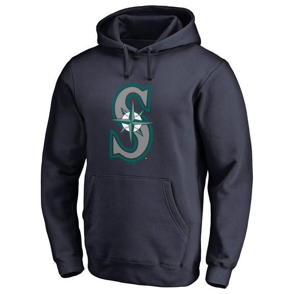 Men's Navy Seattle Mariners Official Logo Fitted Pullover Hoodie