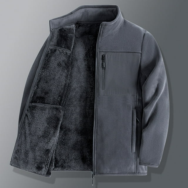 Leodye Veste Sans Manches en Molleton Décontractée et Tendance pour Homme à Manches Longues, Col Montant, avec Poche, Veste Décontractée Gris m(m)