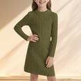 thumbnail image 2 of vigerkar Girls Long Sleeve Knit Ribbed Dress Kids Casual Crewneck A-Line Trendy Spring Dress Comfort Soft School Dance Dresses (AG, 11-12 Years), 2 of 5