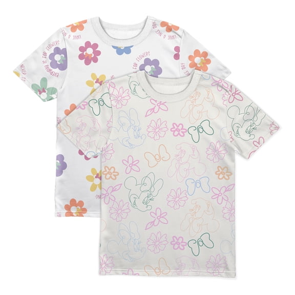 Playera Casual Minnie Mouse para Niña Manga Corta Blanco Off White Talla 6
