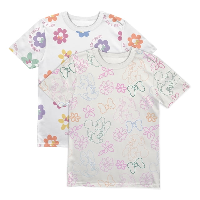 Playera Casual Minnie Mouse para Niña Manga Corta Blanco Off White Talla 8