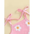 thumbnail image 6 of Bslissey Toddler Baby Girls Swimsuits Outfits Sleeveless Flower Print Layered Hem Tie Up Tops + Shorts 2Pcs Bikini Set Infant Cute Bathing Suit Beach Wear 3M-3T, 6 of 8
