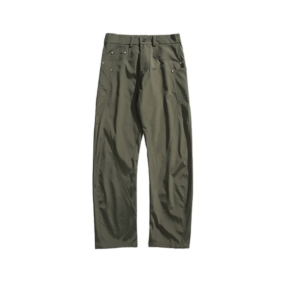 2026 Men’s Casual Curved High Street Fashion Straight Pants for Daily Leisure Streetwear Comfort Fit Easy Care