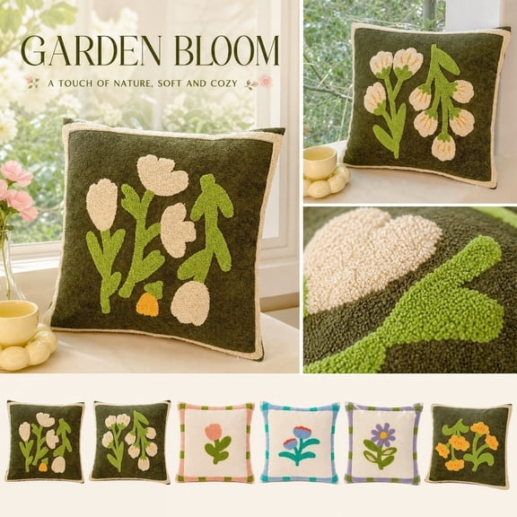 Throw Pillow Covers 18x18 Inch, Decorative Square Pillowcases, Farmhouse Holiday Cushion Covers for Couch Sofa Living Room Bedroom Outdoor Home Decor