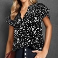thumbnail image 2 of Zhouzou Women's Casual V Neck Floral Print Smocked Short Sleeve Chiffon Blouses Bohemian Top Shirts, 2 of 5
