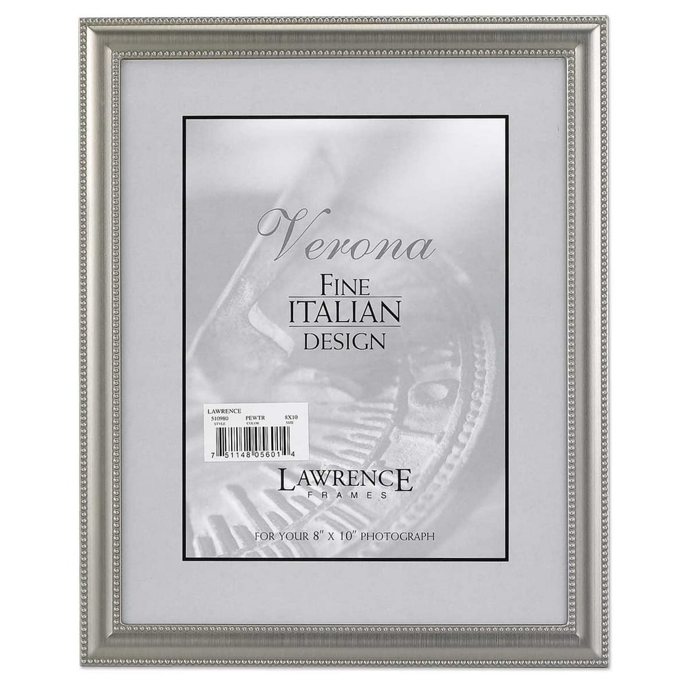 8x10 Metal Picture Frame Pewter Finish with Delicate Beading