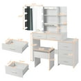 thumbnail image 4 of Zimtown Vanity Desk Set with Adjustable Lighted Mirror, Modern Makeup Table with 5 Drawers and Stool, Dressing Desk for Bedroom, White, 4 of 11