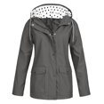 thumbnail image 5 of WTOBBY Womens Raincoats With Hood Lightweight Outdoor Hooded Waterproof Windbreaker Solid Trench Coat Jacket Plus Size, Ideal for Sports and Fashion,Gray XL, 5 of 5