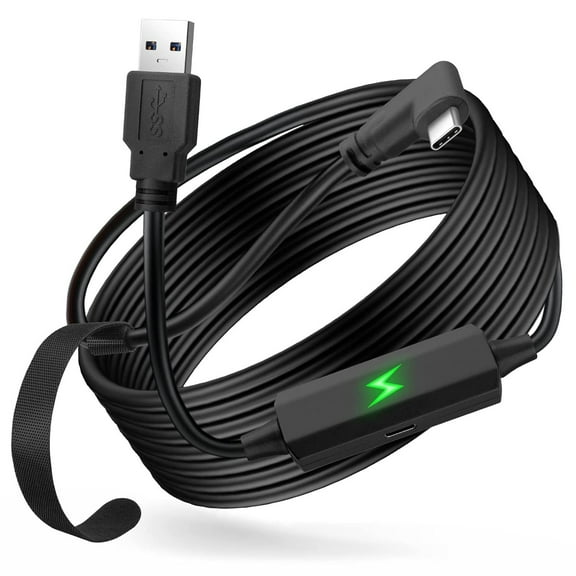 18W Link VR Cable 16FT Compatible with Meta/Quest 3, Quest2/Pro/Pico4 Accessories 2 Port USB 3.0 to USB C 5Gbps High Speed PC Data Transfer for 120HZ PC/Steam VR Headset Video Games