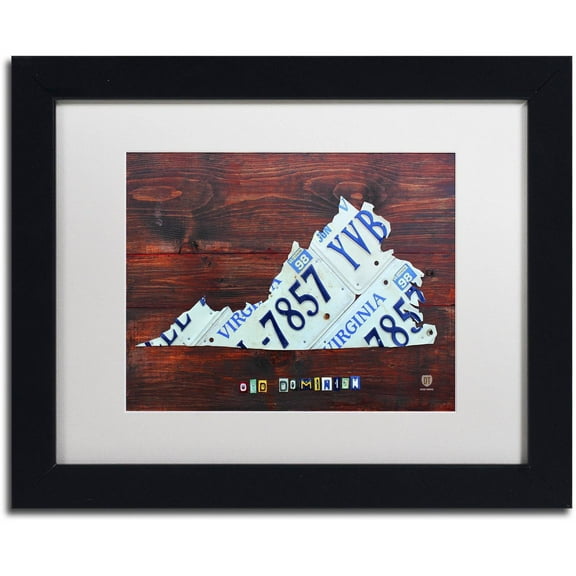 Trademark Fine Art 'Virginia License Plate Map II' Canvas Art by Design Turnpike, White Matte, Black Frame
