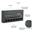 thumbnail image 2 of Ultra Low Noise 6 Channel Line Stereo Mixer 6 Input 1 Output Mono and Stereo Switching DC 5V Portable Mini Audio Mixer Microphone Guitar Bass Keyboard Mixers for Club Bar Stage Studio, 2 of 7