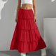 thumbnail image 2 of Vestido de Verano Midi Longitud Color Sólido Relajado Deportes Elástico de la Cintura Nudo Falda Completa para Niños, 2 of 8