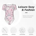 thumbnail image 6 of Daiia Cute Rabbit Flower print Women's Crew Neck Short Sleeve Bodysuit Fashion Tops Fit Casual Basic Extender Bodysuit-Large, 6 of 9