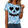 thumbnail image 2 of Ahadesign Halloween T Shirts for Women Women Shirt Tee Funny Graphic Casual Halloween Athletic Tops (Blue,4XL), 2 of 5