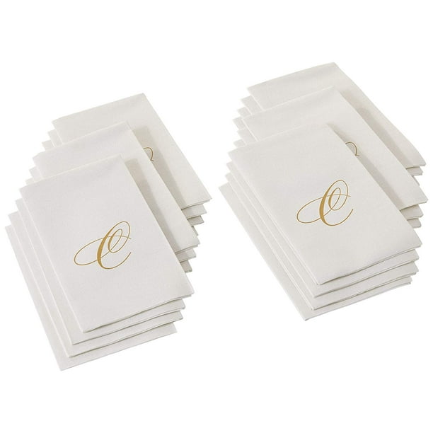 LINEN FEEL DISPOSABLE MONOGRAMMED GUEST TOWELS 24 pc for Upscale