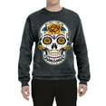 thumbnail image 2 of Wild Bobby Day Of The Dead Sugar Skull Pop Culture Unisex Crewneck Graphic Sweatshirt, Heather Black, X-Large, 2 of 5