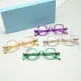 thumbnail image 3 of 4 Pairs of Fashion Clear Frame Reading Glasses Personality Retro Featured Spring Hinge Square 40mm Round Plastic Readers +1.50, 3 of 6