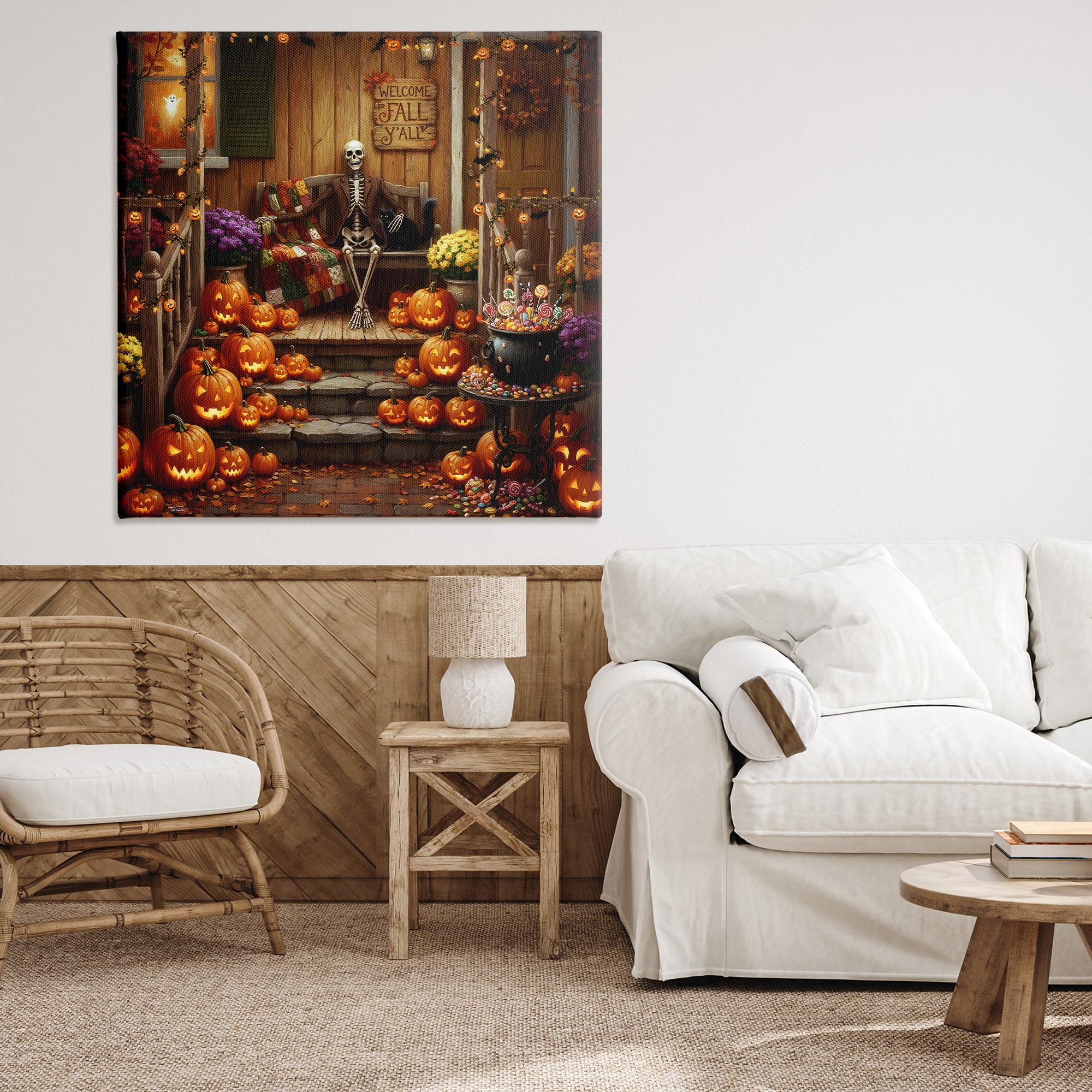 Stupell Industries Welcome To Fall Skeleton Porch Canvas Wall Art, design by Tabz Jones