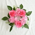 thumbnail image 3 of European Artificial Rose Candlestick Wreath For Table Wedding Decoration 20cm Artificial Rose Wreath Christmas Decor Window Prop, 3 of 10