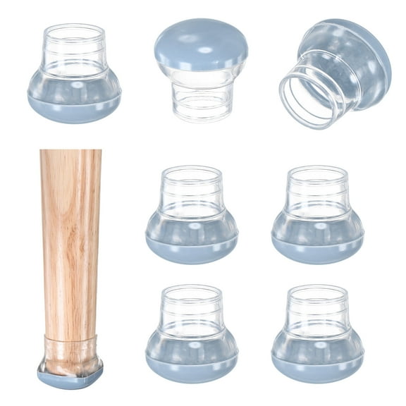 Uxcell 8-Pack Chair Leg Floor Protectors, 1"-1.25" Elastic Rubber and Plastic Round  Furniture Pads for Hardwood Floors/Tile Floors, Chair Leg Covers [Blue]