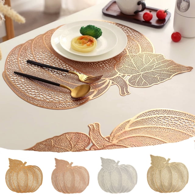 Xihbxyly Manteles Individuales de Calabaza de Pvc, Diseño Ahuecado, Aislamiento Térmico y Resistente Al Aceite, Fáciles de Limpiar, Decoración para Fiestas y Festividades, Mantel para El Hogar, Tamañ