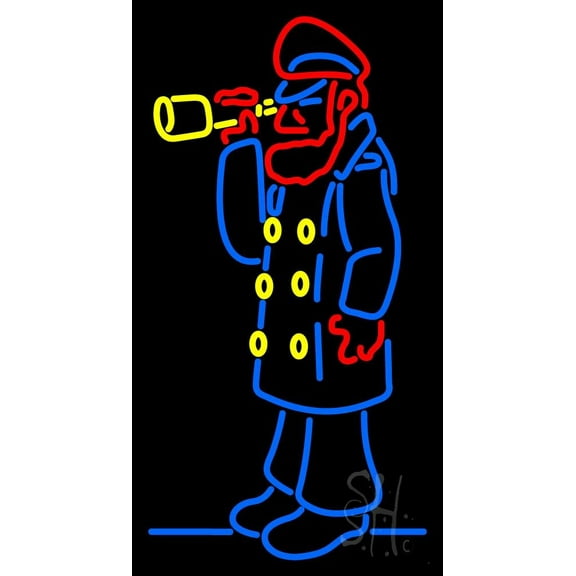 Sailor Logo LED Neon Sign 19 x 15 - inches, Black Square Cut Acrylic Backing, with Dimmer - Bright and Premium built indoor LED Neon Sign for Defence Force.