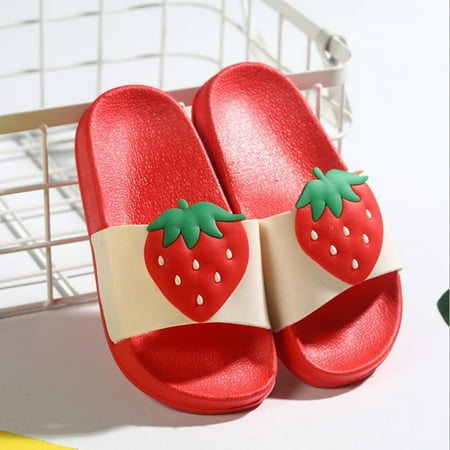

Toyella Summer Slippers Children S New Home Fashion Cartoon Soft Bottom Non-Slip Boys And Girls Baby Children S Sandals And Slippers Red big strawberry 30 31