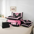 thumbnail image 5 of Manfei Monogrammed Z Bedding Sets Queen Size,Ribbon Bowknot Comforter Sets with Sheets,Pink Black Bed in a Bag Queen Size,Microfiber Room Decorative Reversible,7-Piece, 5 of 7