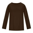 thumbnail image 5 of ABATAB Long Sleeve Shirts for Women Casual Fall Long Sleeve Crew Neck Basic Tops Lightweight Solid Color Daily Tshirts Pullover(Large,Brown), 5 of 5