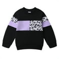 thumbnail image 2 of Toddler Girls 2 Piece Cute Outfits Set Leopard Purple Color Block Crewneck Sweatshirt with Jogger Pants Kids Clothing Set 7-8 Y, 2 of 7