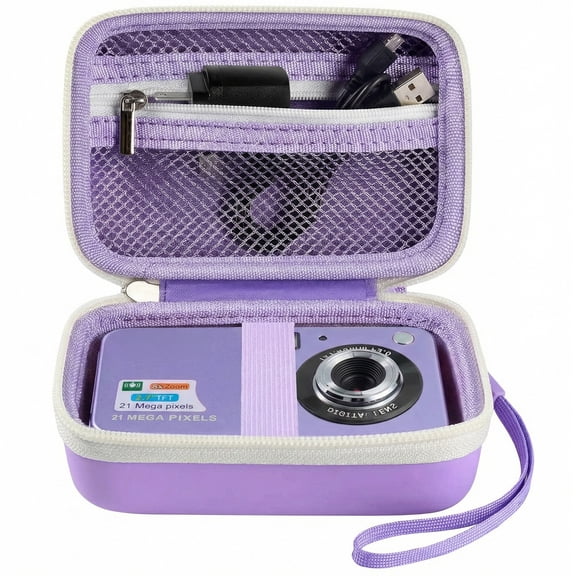 Digital Camera Case Compatible with CAMKORY/for YISENCE/for VAHOIALD/for Kodak Pixpro Camera with SD Card and Cable -Purple